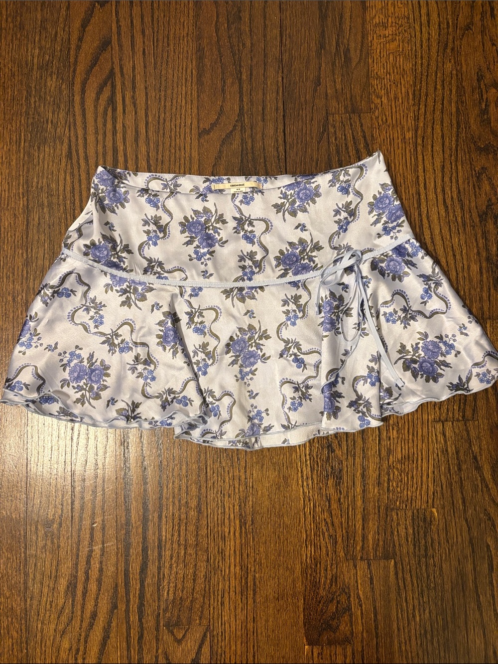 Kimchi Blue Urban Outfitters Light Blue Floral Ruffle Mini Skirt